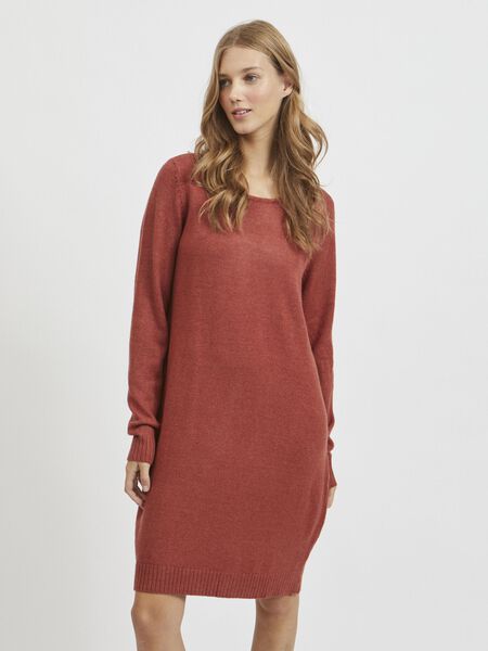 Vila LONG SLEEVED KNITTED DRESS, Burnt Henna, highres - 14042768_BurntHenna_582234_003.jpg