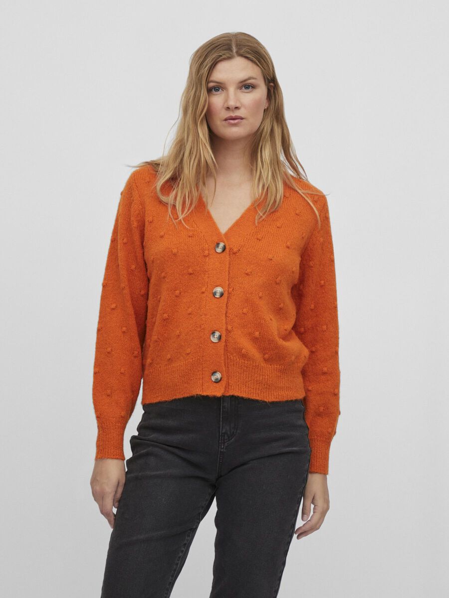 Vila DETAILED KNITTED CARDIGAN, Burnt Orange, highres - 14075495_BurntOrange_003.jpg