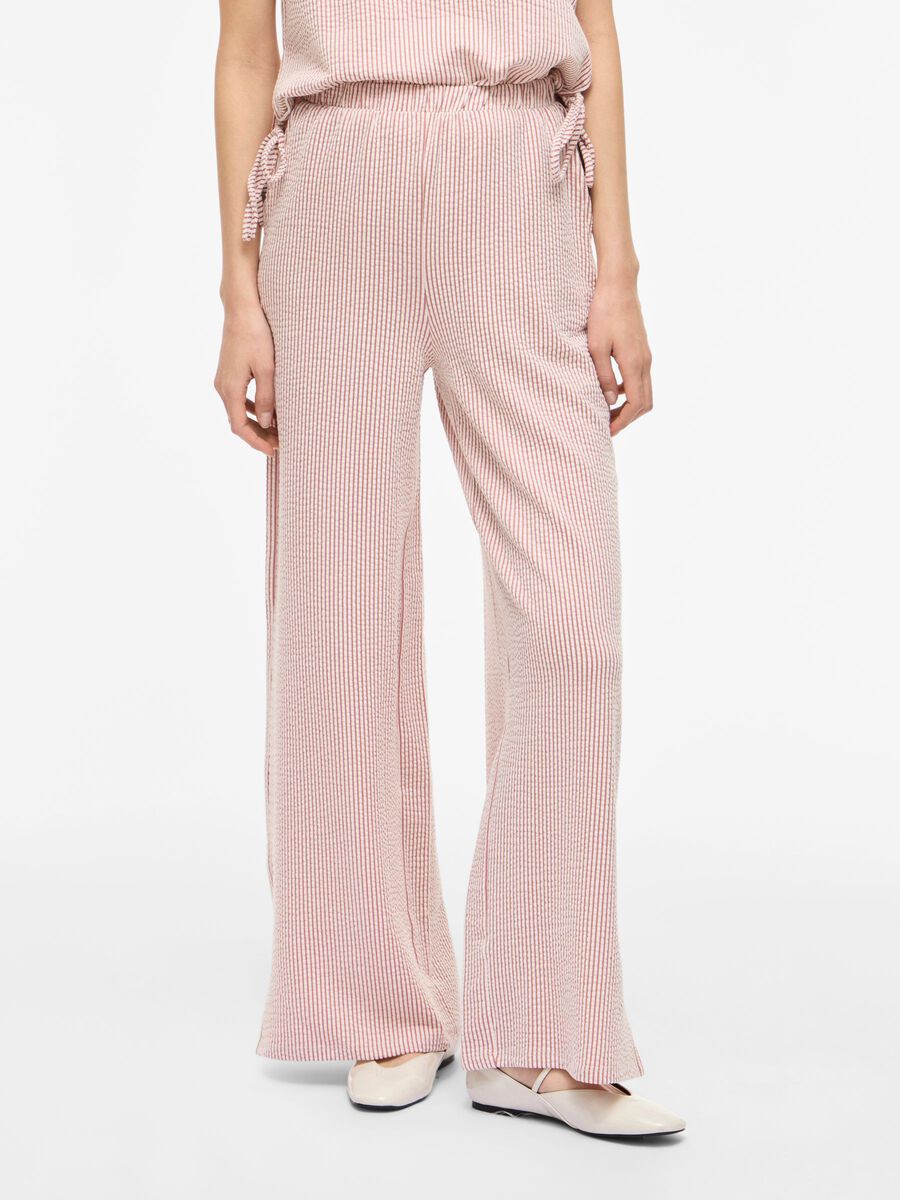 Product carousel image - HIGH WAIST WIDE-LEG TROUSERS, Holly Berry | 1