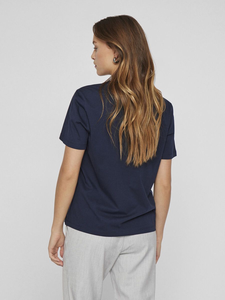 VILA RUND HALSUDSKÆRING T-SHIRT, Navy Blazer, highres - 14103247_NavyBlazer_1156688_004.jpg