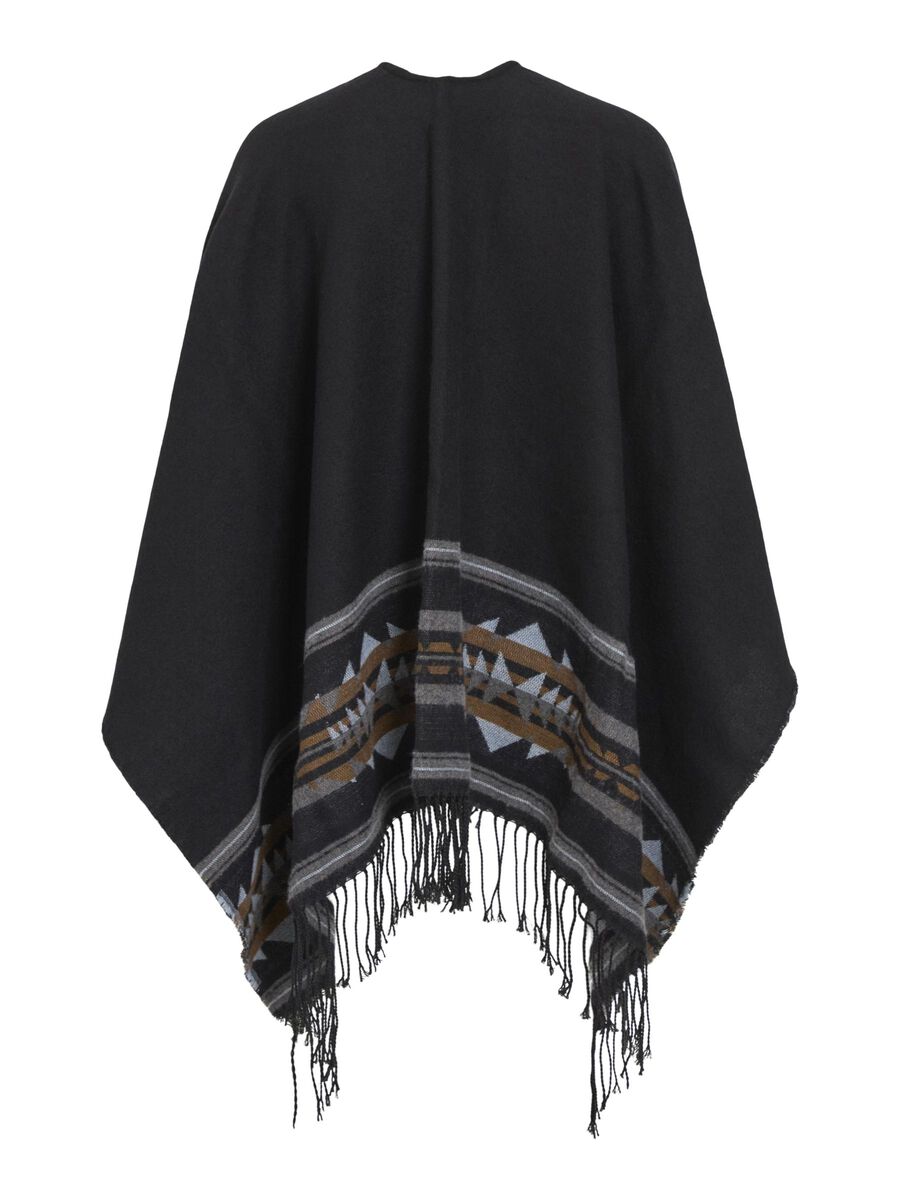 VILA PATTERNED FRINGE PONCHO, Black, highres - 14077018_Black_1163513_002.jpg