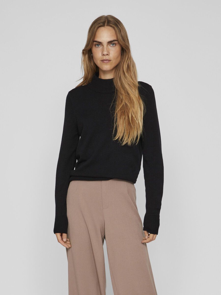 Vila HØY HALS STRIKKET PULLOVER, Black, highres - 14074306_Black_003.jpg