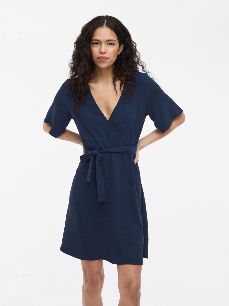 VILA SHORT WRAP DRESS, Navy Blazer, highres - 14101657_NavyBlazer_003.jpg