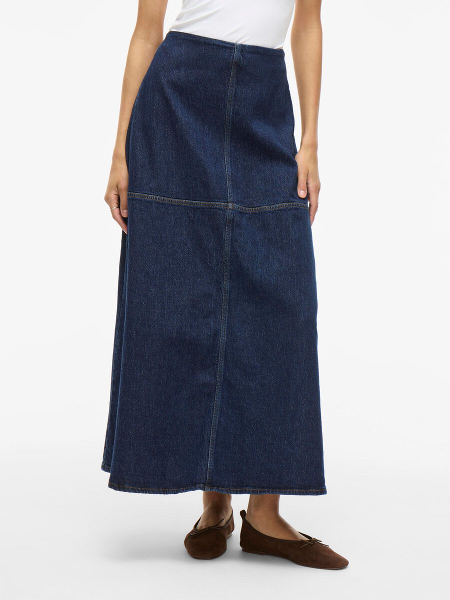 VILA MAXI DENIM SKIRT, Dark Blue Denim, highres - 14105872_DarkBlueDenim_003.jpg