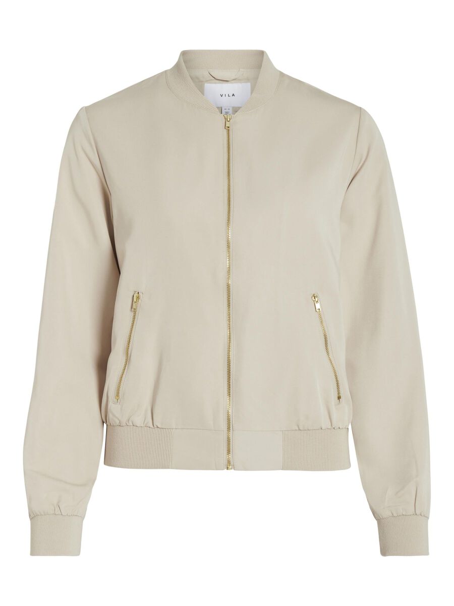 VILA ZIPPER BOMBER JACKET, Cement, highres - 14107223_Cement_1186626_001.jpg