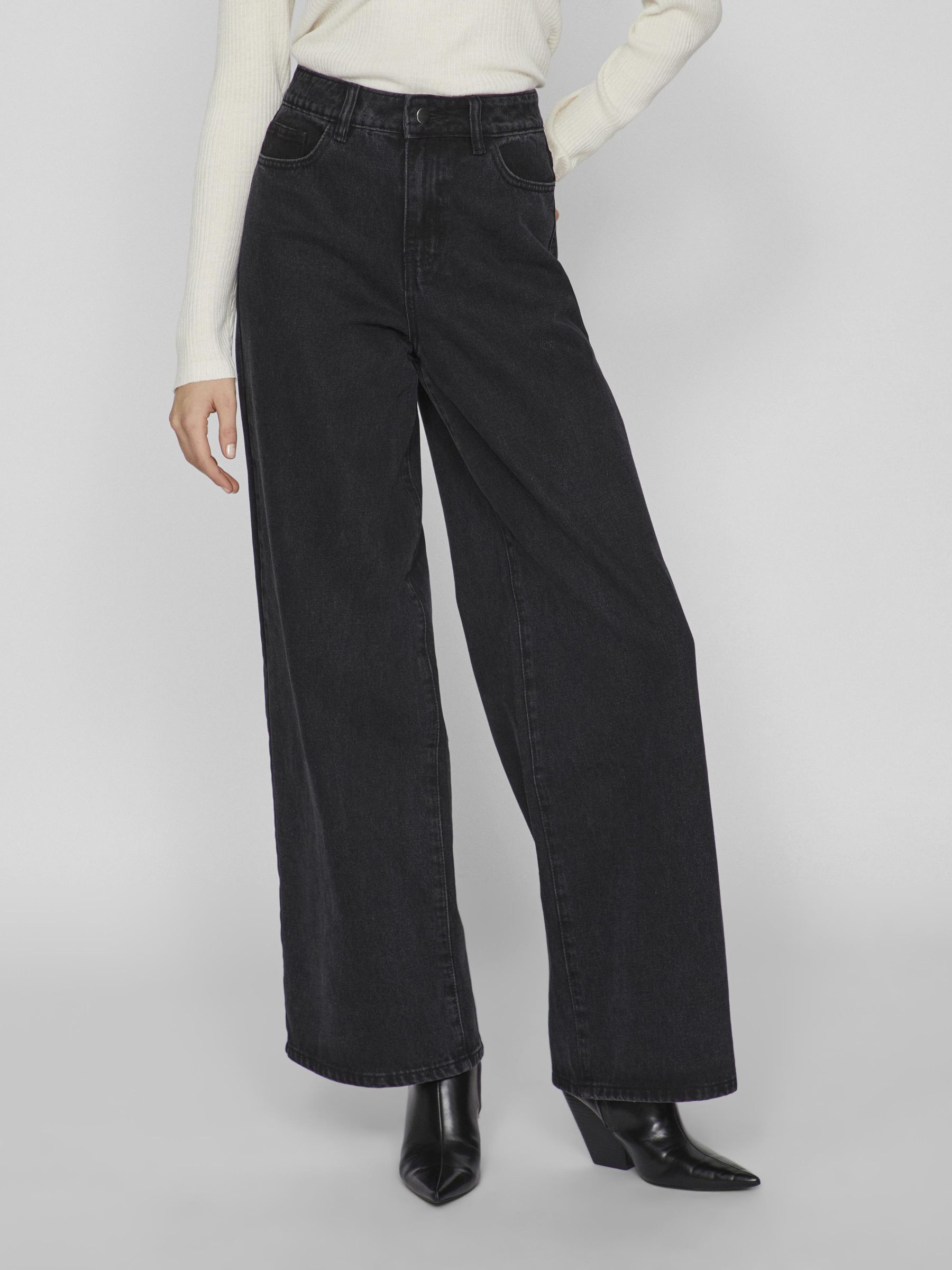 HIGH WAIST WIDE FIT JEANS Black VILA