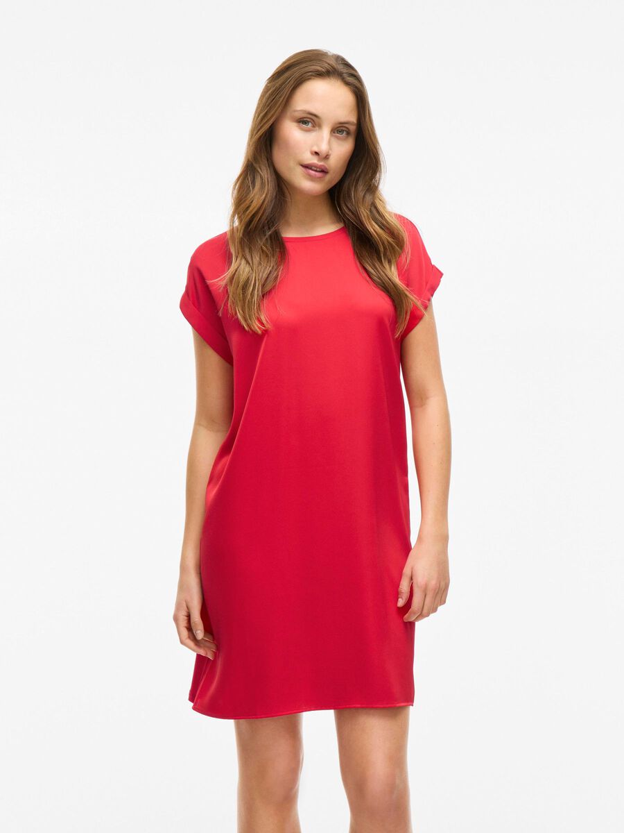 VILA SHORT SLEEVED SHORT DRESS, Racing Red, highres - 14109618_RacingRed_003.jpg