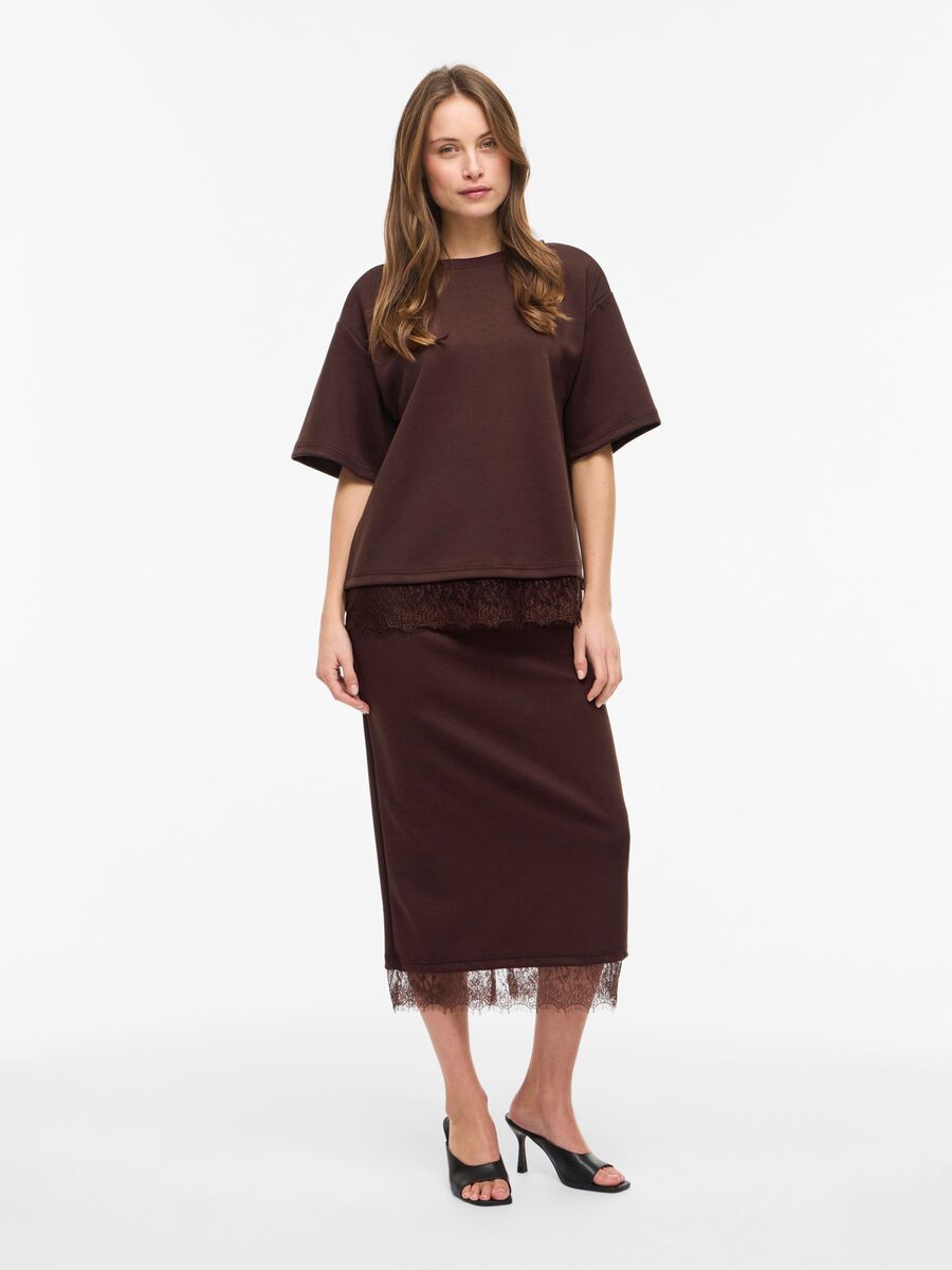 Carousel image - VIEWIE LACE MIDI SKIRT, Coffee Bean | 4