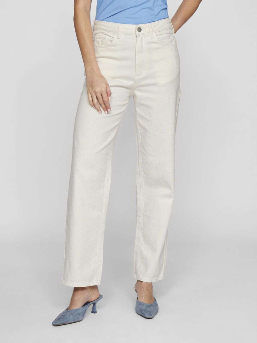 VILA VIKELLY HIGH-WAIST STRAIGHT FIT JEANS, Cloud Dancer, highres - 14084730_CloudDancer_003.jpg