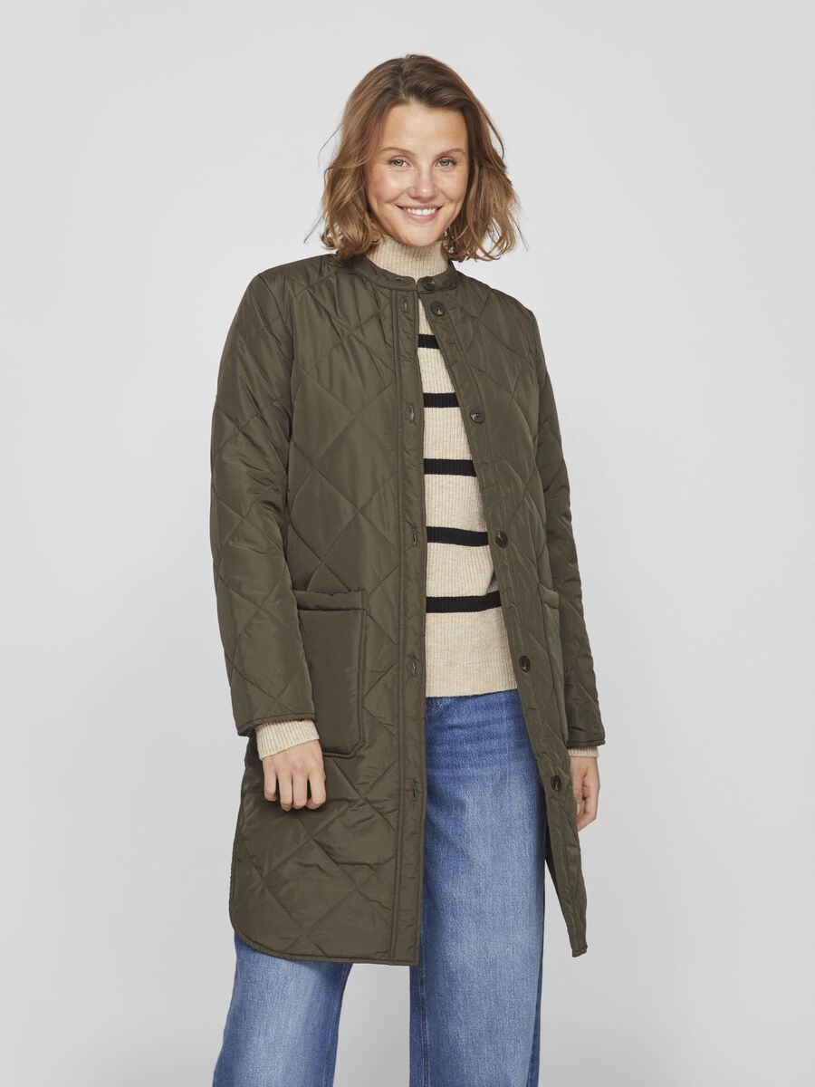 Vila QUILTED BUTTON FRONT COAT, Forest Night, highres - 14069996_ForestNight_979400_003.jpg