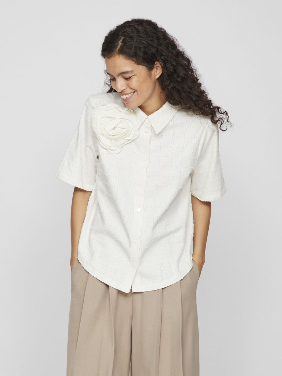 VILA ROSE -  SHORT SLEEVED SHIRT, Cloud Dancer, highres - 14103278_CloudDancer_003.jpg