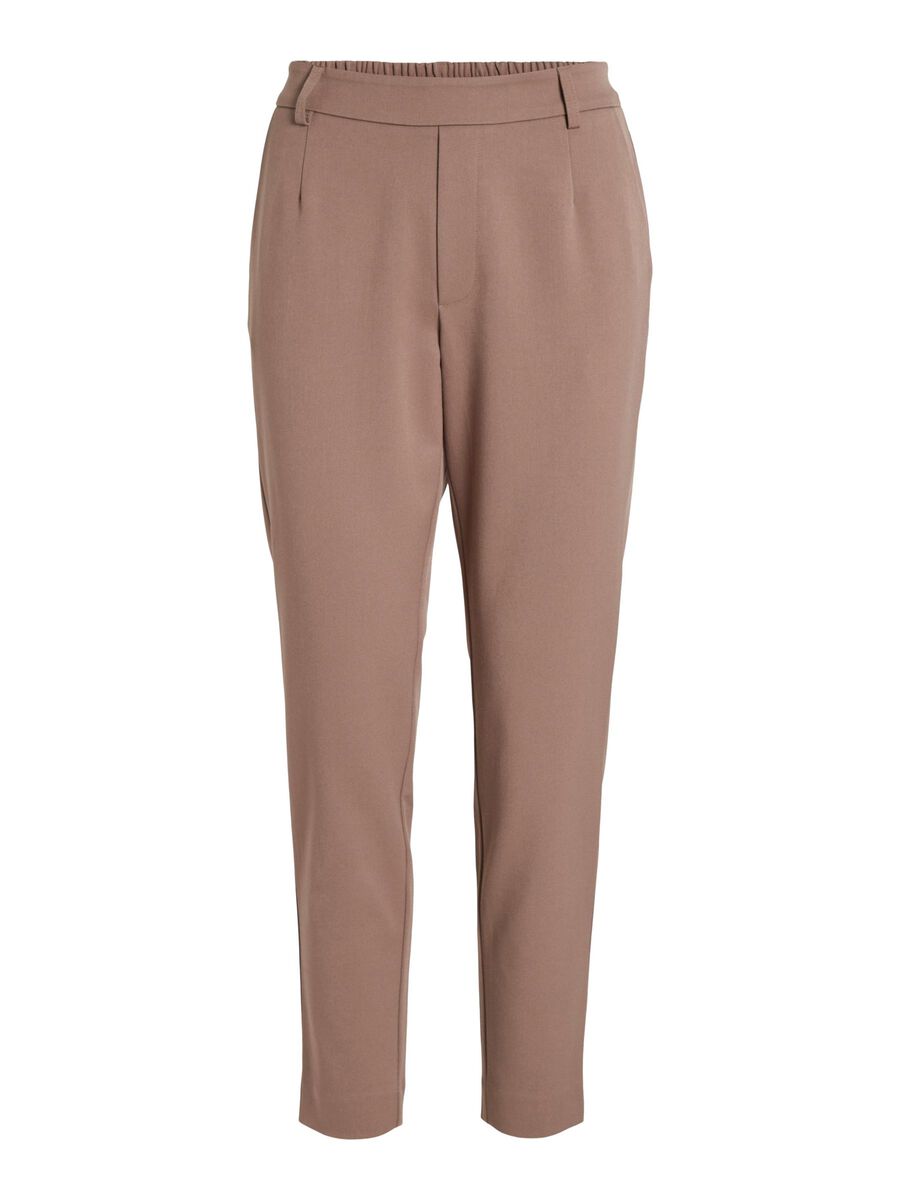 VILA VIVARONE SLIM FIT HIGH WAISTED TROUSERS, Brown Lentil, highres - 14087406_BrownLentil_001.jpg