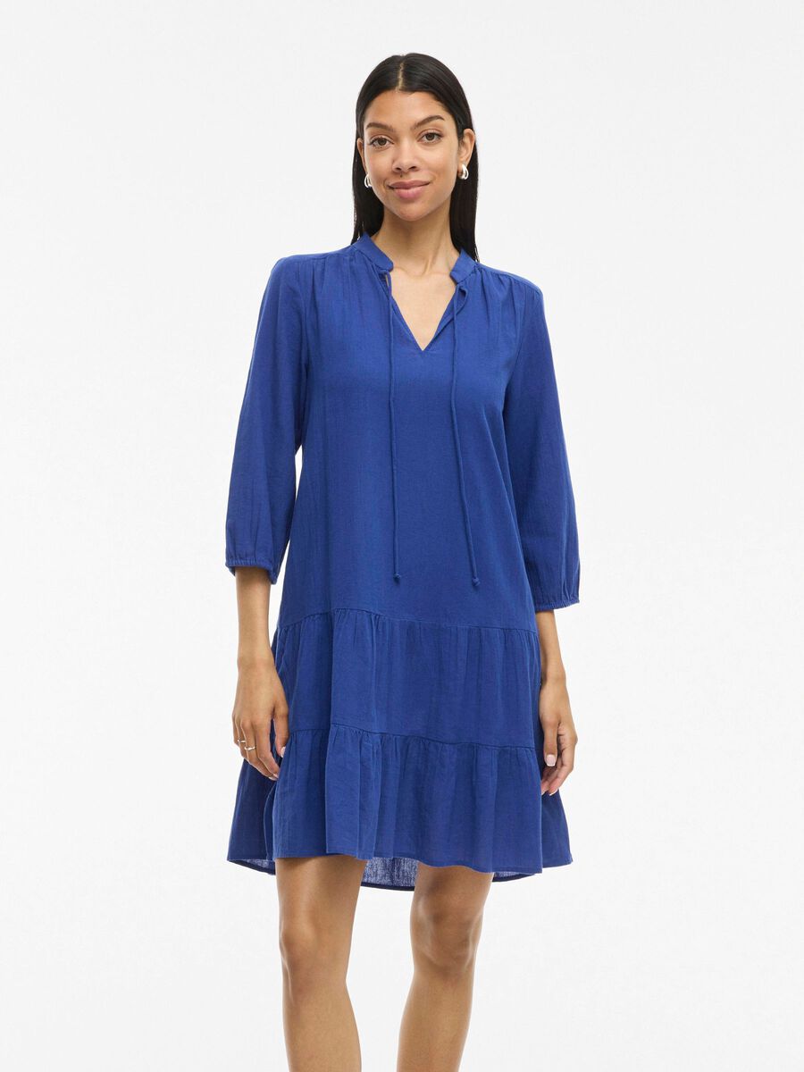 VILA VIPETRA 3/4 SLEEVED SHORT DRESS, Mazarine Blue, highres - 14109524_MazarineBlue_003.jpg