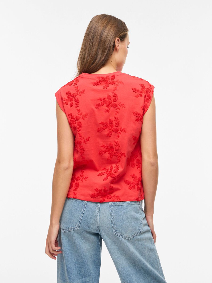 Product carousel image - ROUND NECK SLEEVELESS TOP, Hibiscus | 2