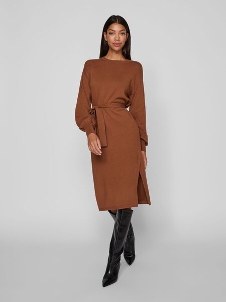 Vila BELTED MIDI KNITTED DRESS, Toffee, highres - 14092542_Toffee_003.jpg