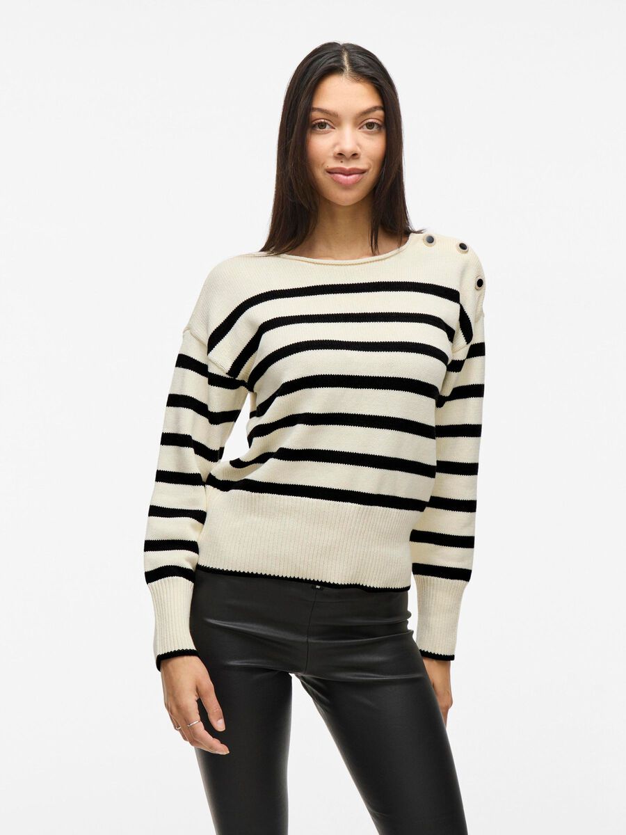 VILA GESTREIFTER STRICKPULLOVER, Cloud Dancer, highres - 14092999_CloudDancer_1082727_003.jpg