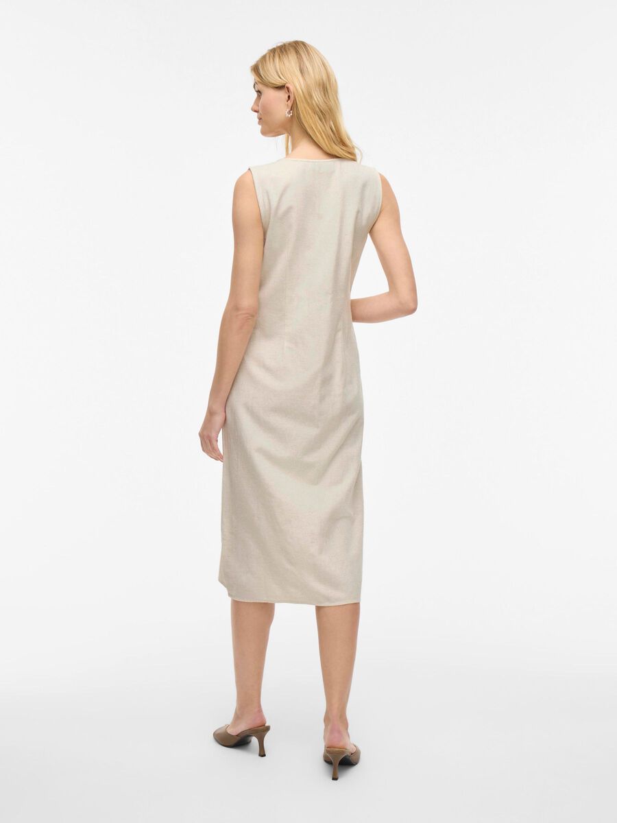 VILA SLEEVELESS MIDI DRESS, Super Light Natural Melan, highres - 14104800_SuperLightNaturalMelan_004.jpg