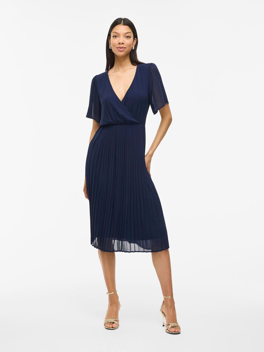 VILA VIJANELLE MIDI SLÅ OM KJOLE, Navy Blazer, highres - 14096305_NavyBlazer_003.jpg