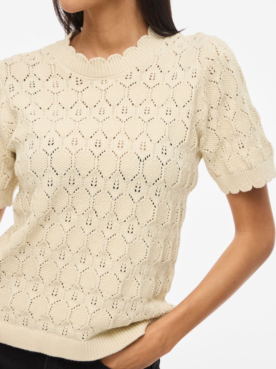 Carousel image - VILOWEN KORTE MOUWEN GEBREIDE TOP, Birch | 3
