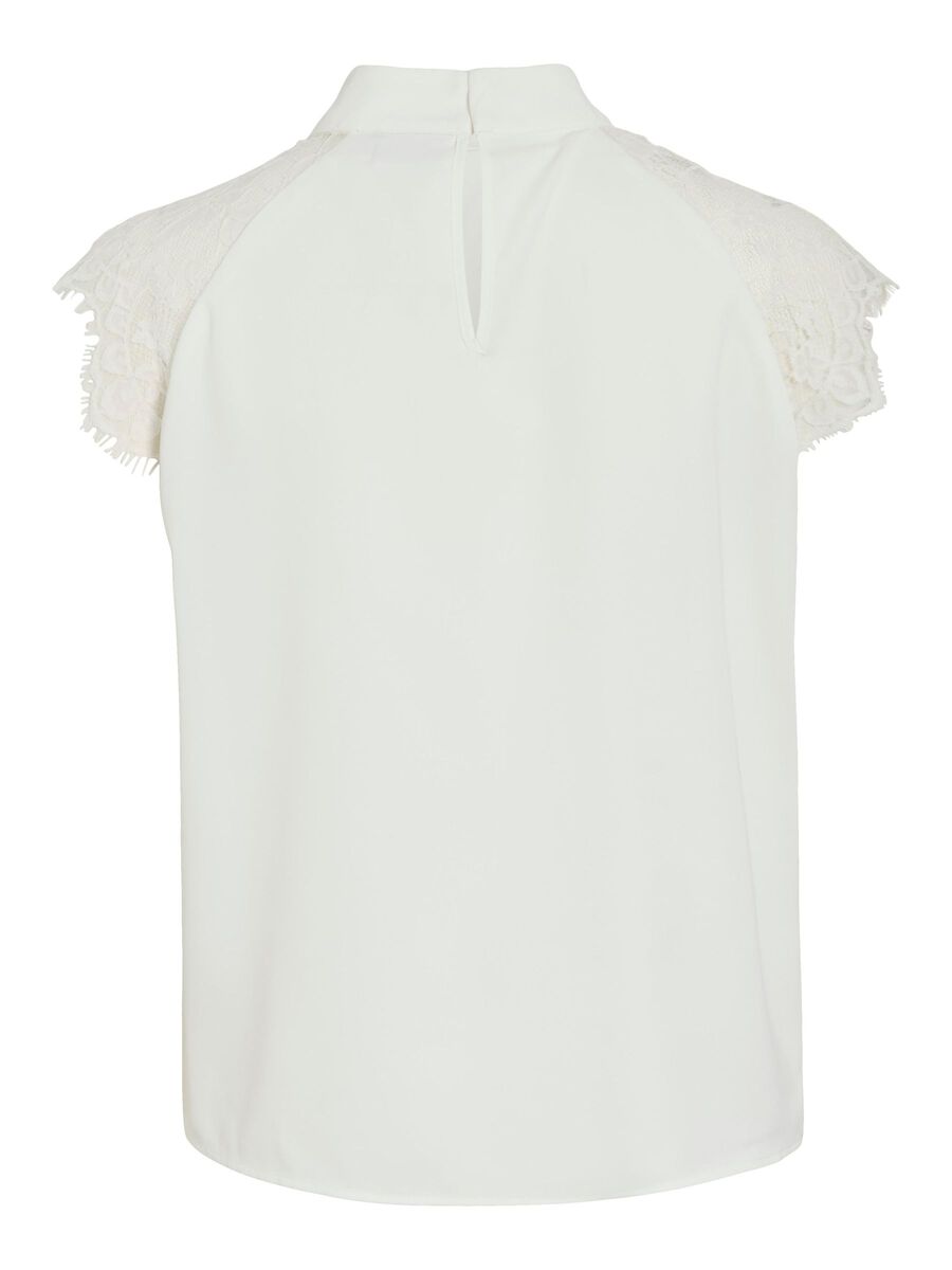 VILA VISIMPLY LACE SHORT SLEEVED TOP, Snow White, highres - 14112695_SnowWhite_002.jpg