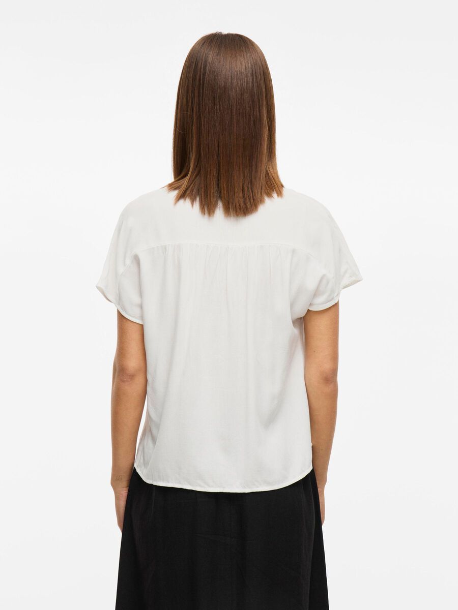 VILA V-NECK SHORT SLEEVED TOP, Snow White, highres - 14106951_SnowWhite_004.jpg