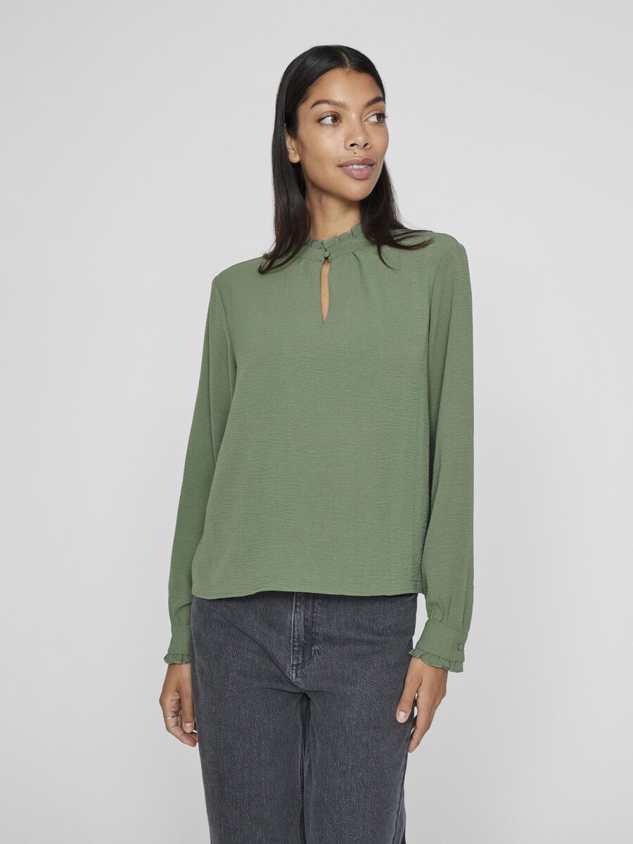 VILA HIGH NECK LONG SLEEVED TOP, Laurel Wreath, highres - 14109876_LaurelWreath_003.jpg