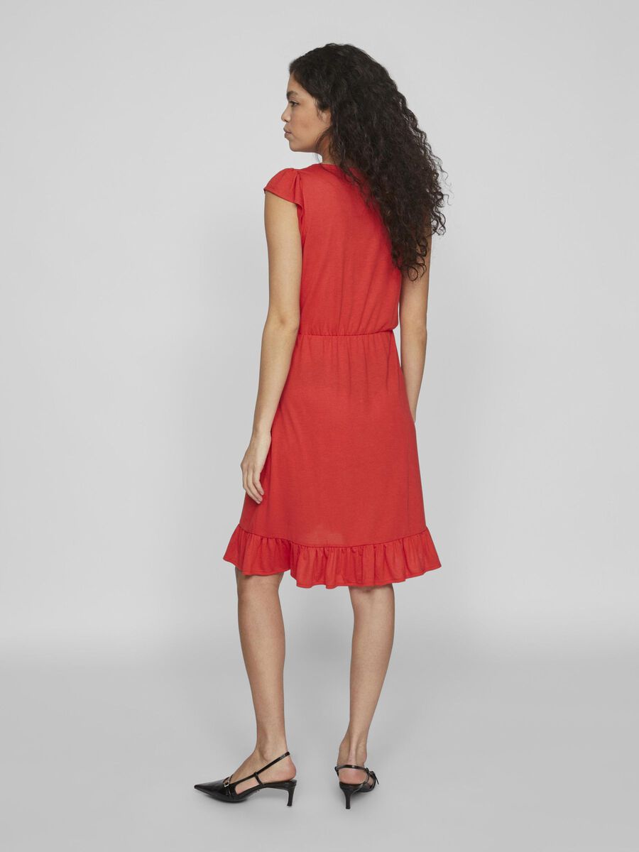 Vila RUFFLE SHORT DRESS, Poppy Red, highres - 14085633_PoppyRed_004.jpg
