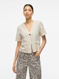 VILA V-NECK SHORT SLEEVED TOP, Super Light Natural Melan, highres - 14104790_SuperLightNaturalMelan_003.jpg