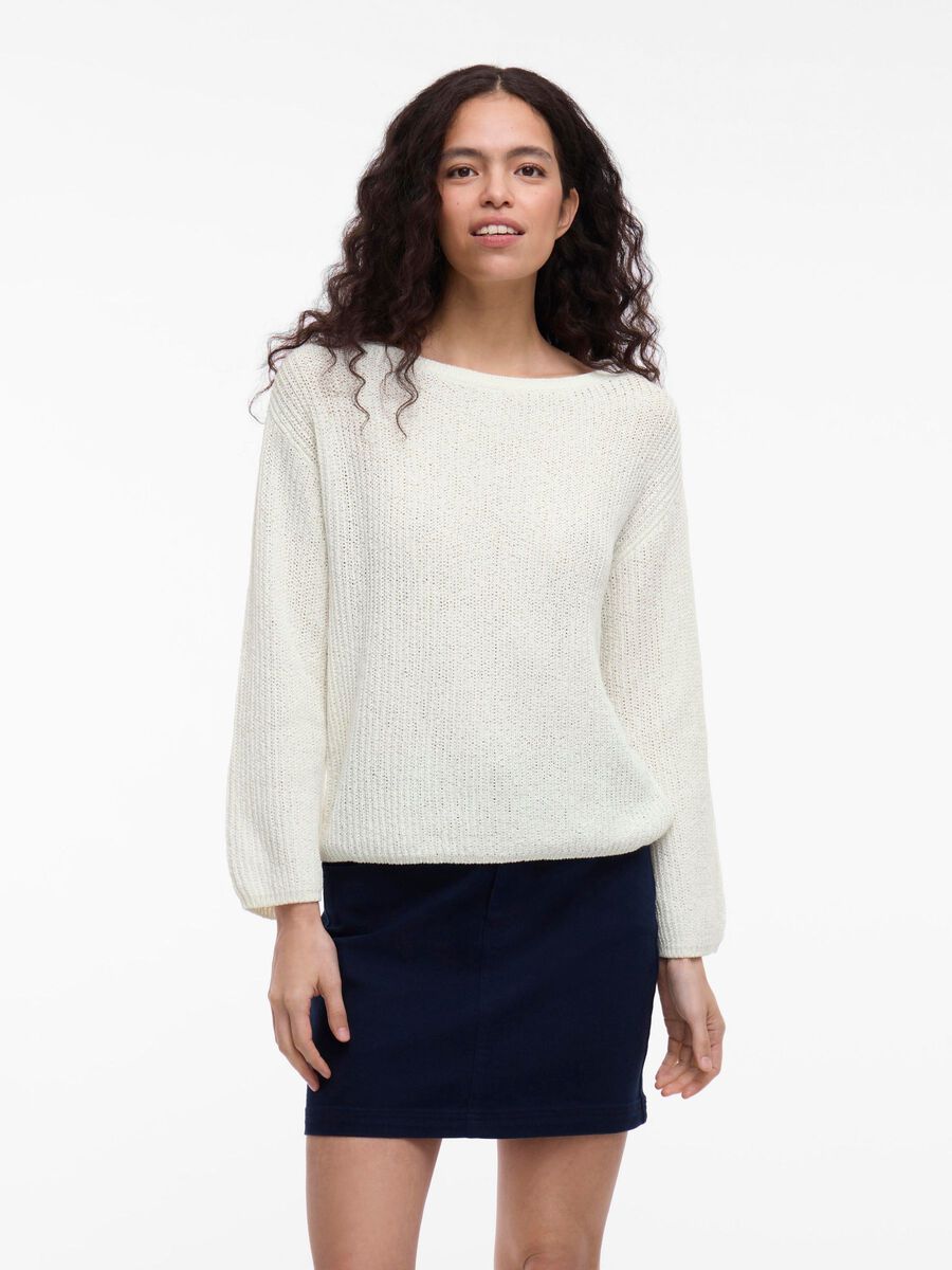 VILA VISUMMI BOATNECK KNITTED PULLOVER, Cloud Dancer, highres - 14107455_CloudDancer_003.jpg