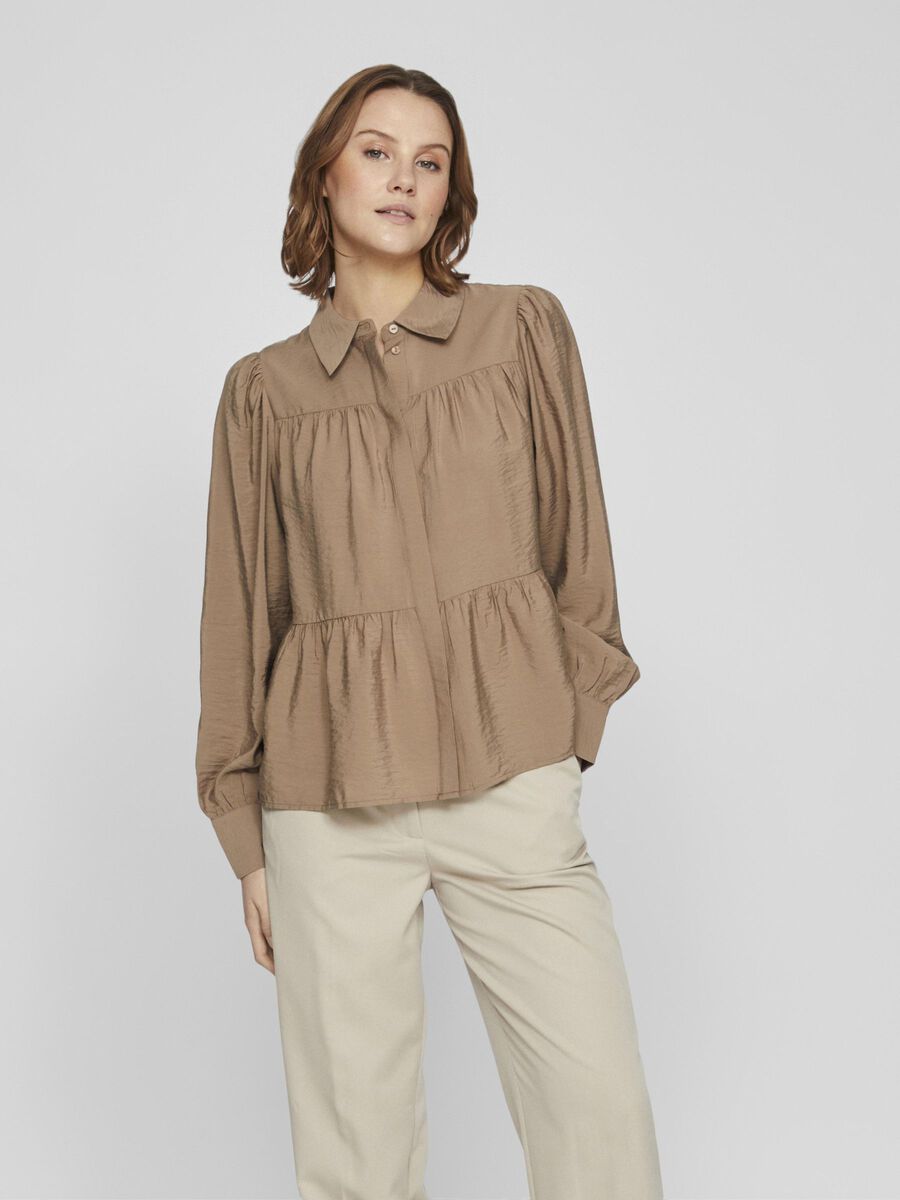 VILA PEPLUM SHIRT, Fossil, highres - 14099057_Fossil_003.jpg