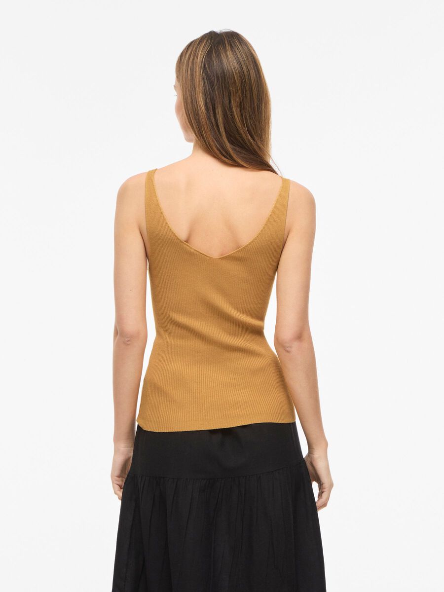 Product carousel image - SLEEVELESS KNITTED TOP, Amber Gold | 2