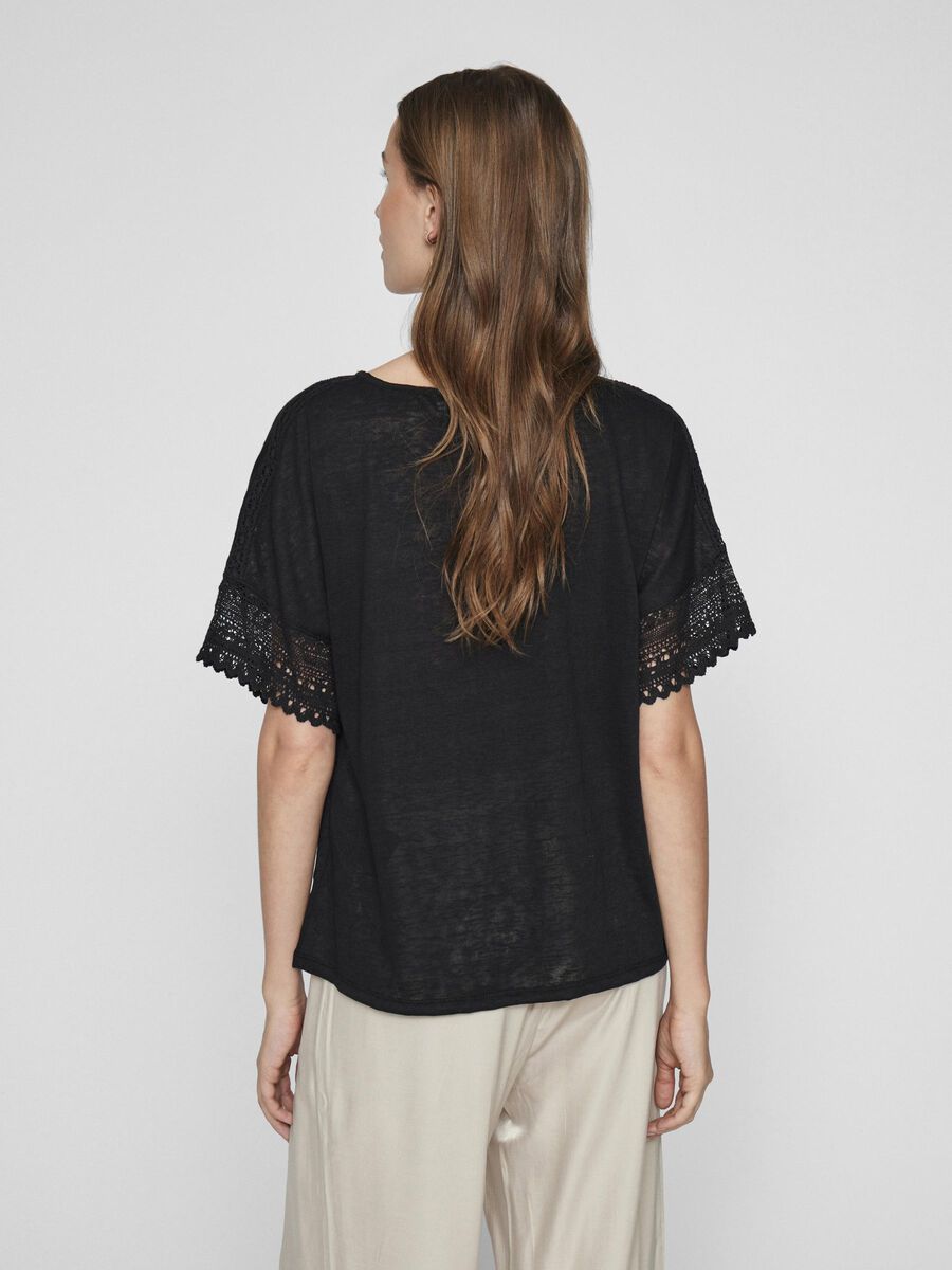 VILA ROUND NECK SHORT SLEEVED TOP, Black Beauty, highres - 14104601_BlackBeauty_004.jpg