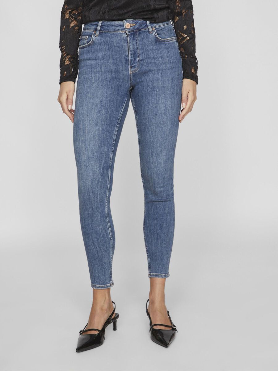 Vila MID-WAIST SKINNY JEANS, Medium Blue Denim, highres - 14082132_MediumBlueDenim_003.jpg