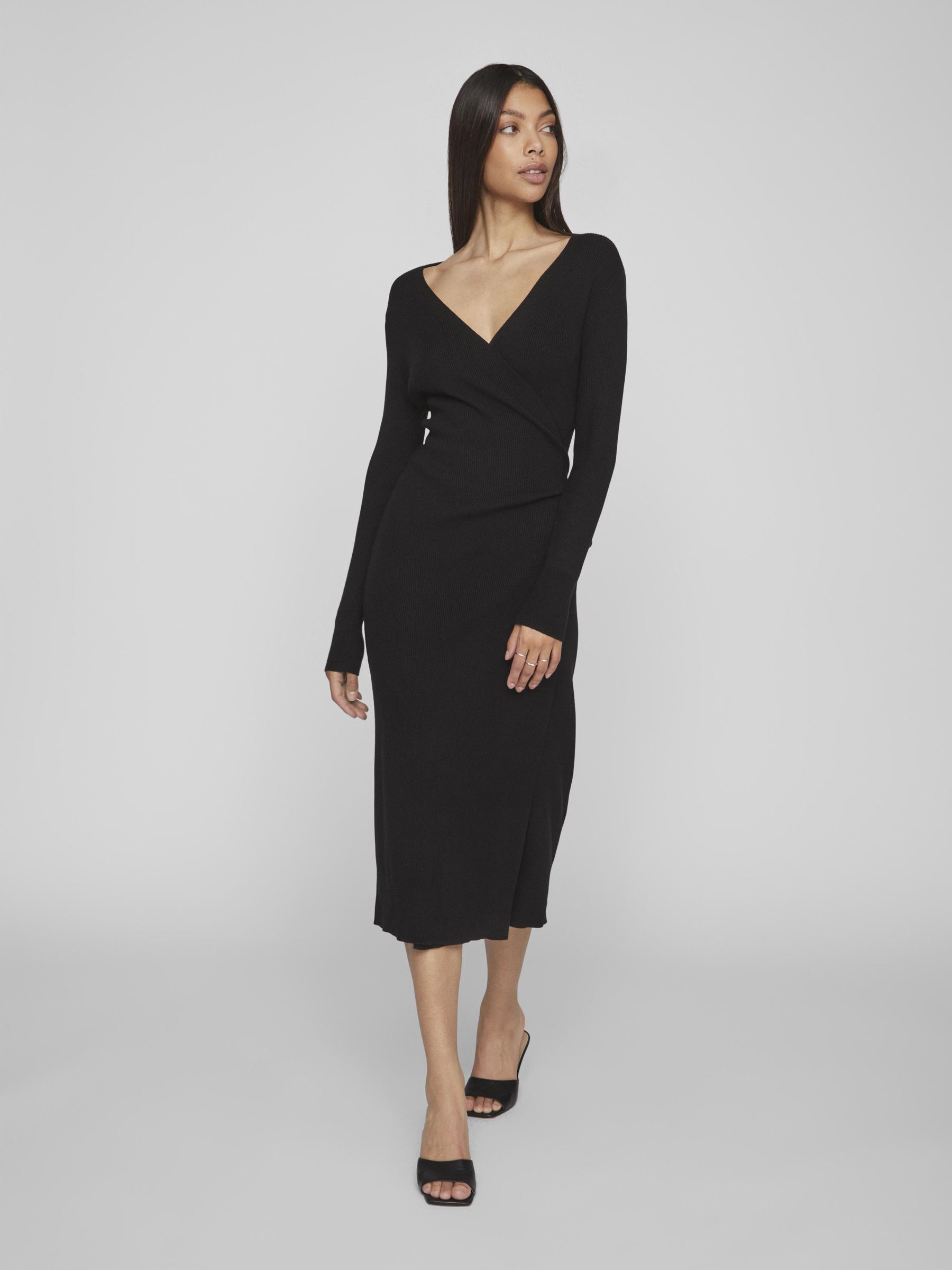 Long sleeve best sale knit wrap dress