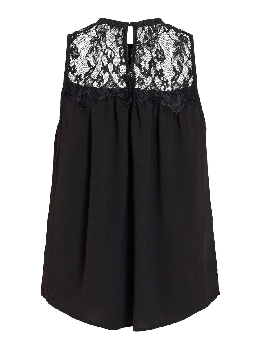 Product carousel image - VIRELLA ROUND NECK SLEEVELESS TOP, Black | 2