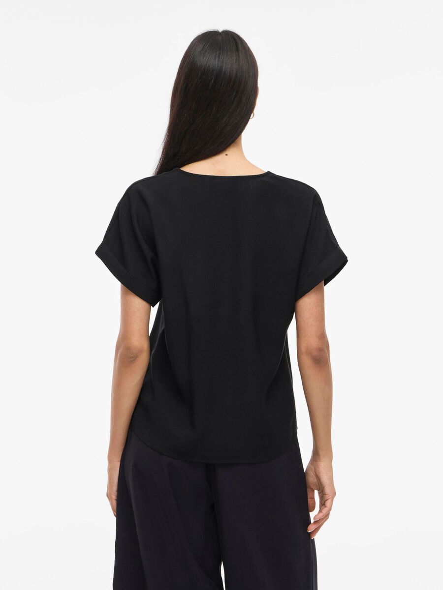 VILA VIMARLEE SPLIT NECK SHORT SLEEVED TOP, Black Beauty, highres - 14108917_BlackBeauty_004.jpg