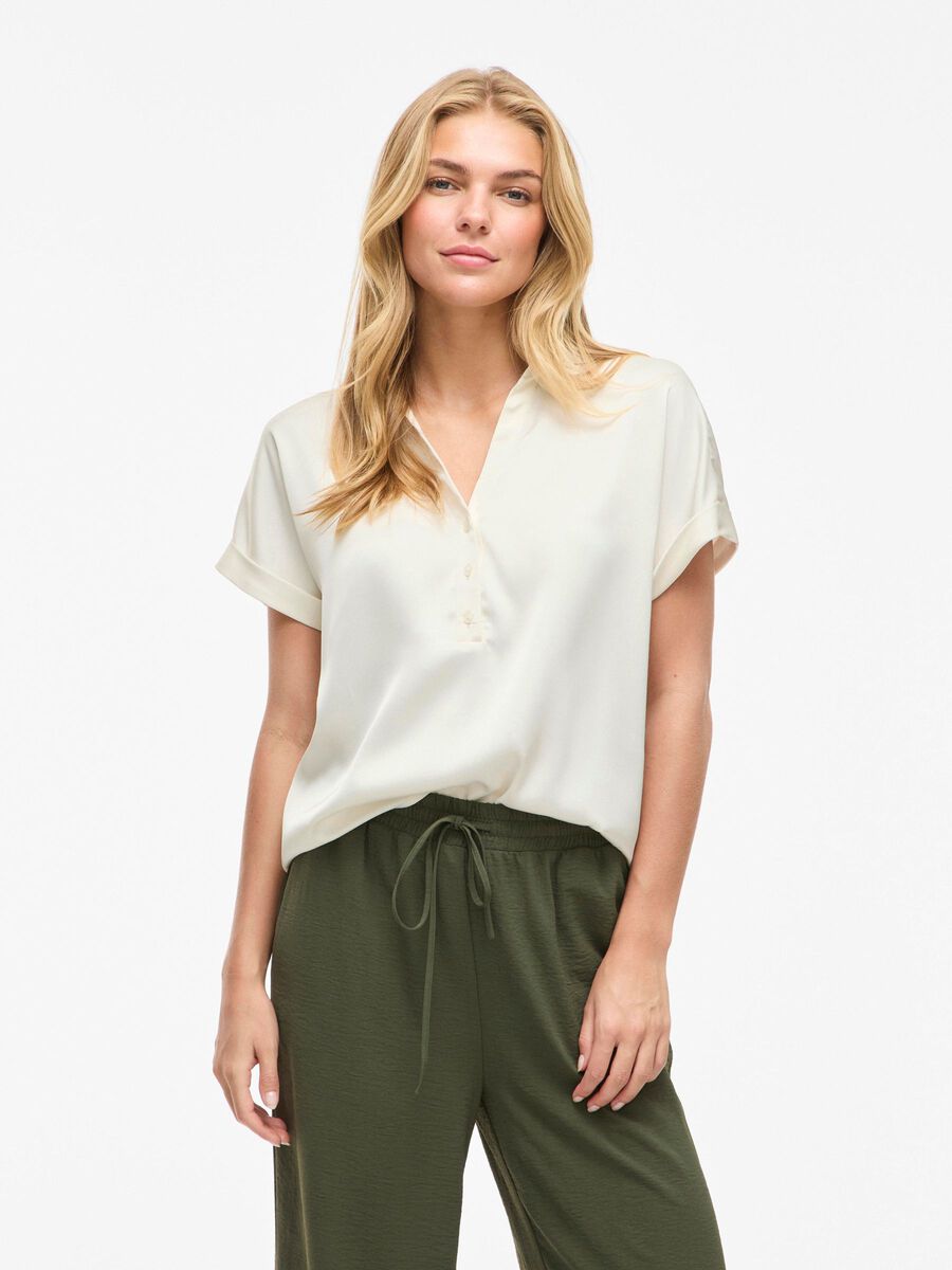 VILA VIENNA SHORT SLEEVED SHIRT, Cloud Dancer, highres - 14107405_CloudDancer_003.jpg