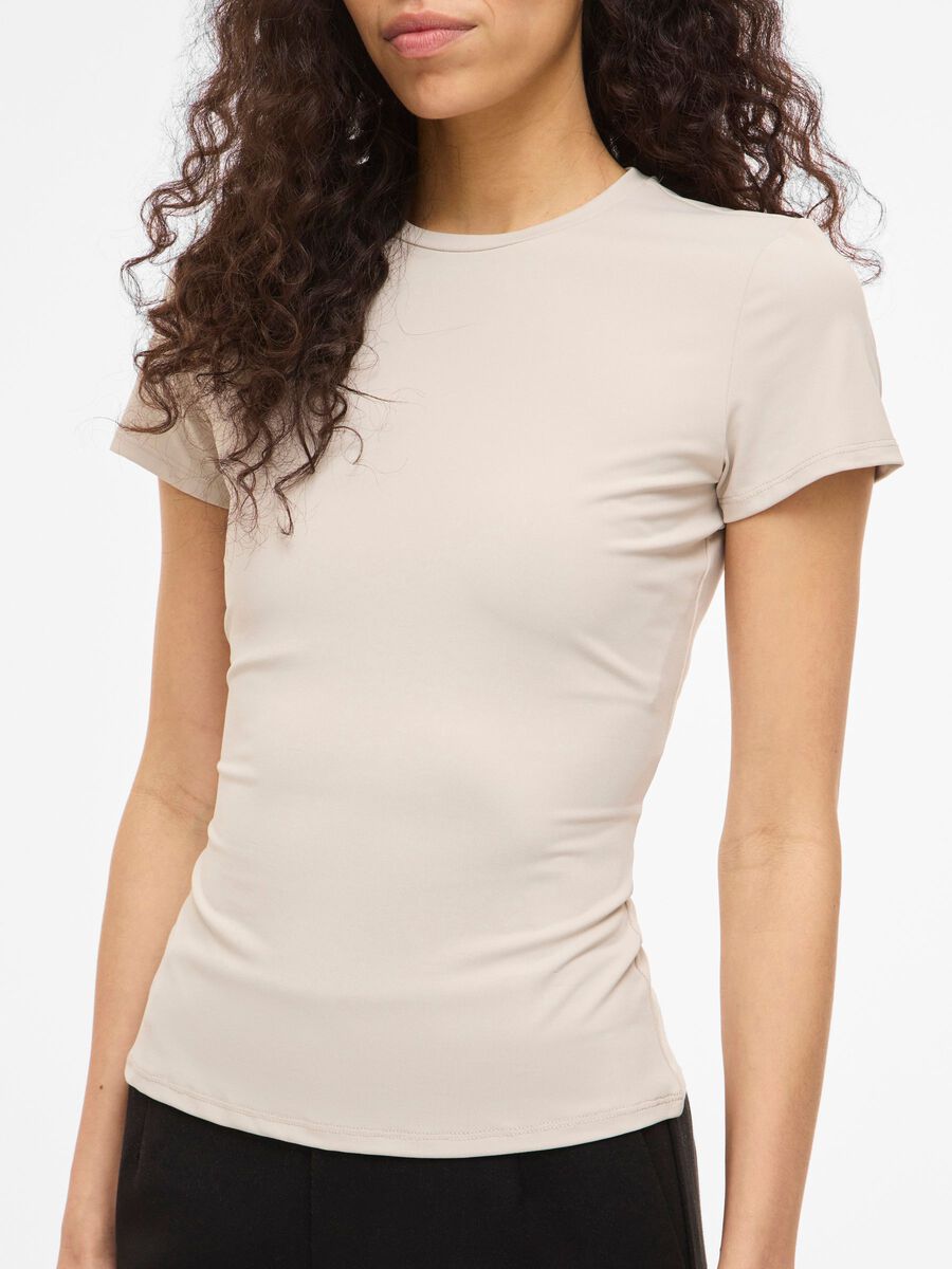 Carousel image - VIKENZA ROUND NECK SHORT SLEEVED TOP, Silver Gray | 5