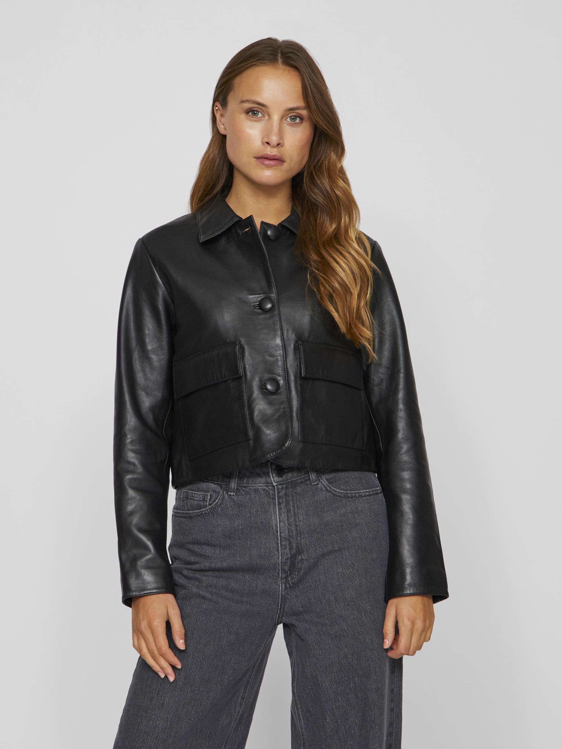 Coat style leather jacket top