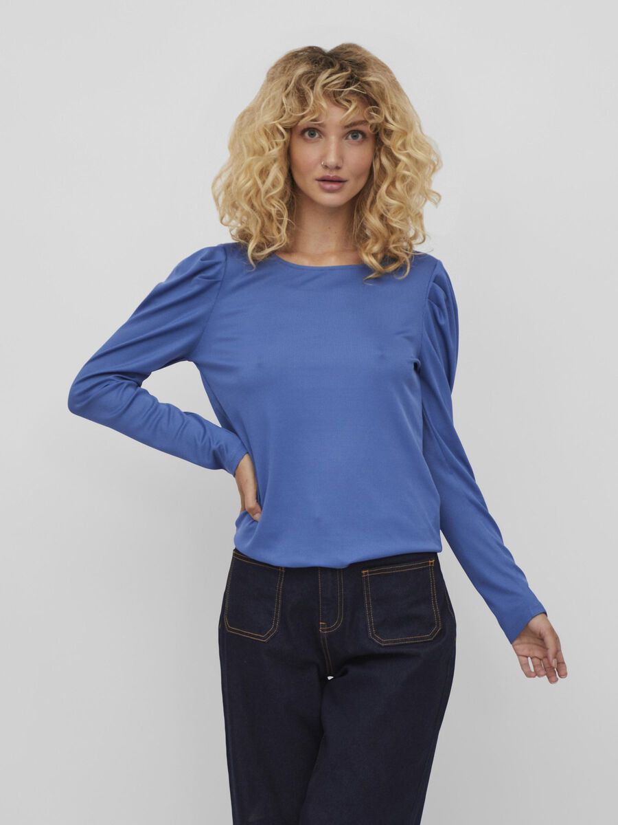 Vila RIB LONG SLEEVED TOP, Federal Blue, highres - 14082552_FederalBlue_003.jpg