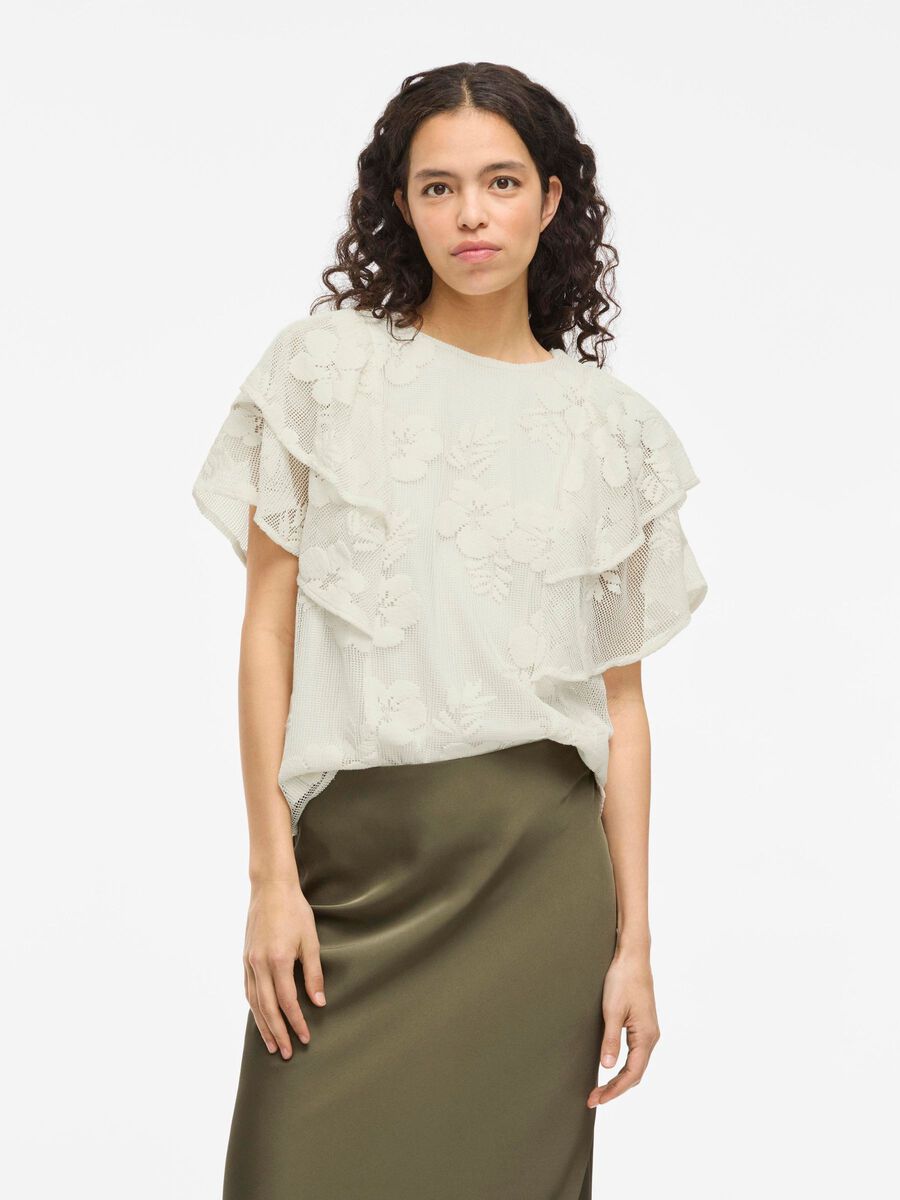 VILA VIHOLA LACE CAP SLEEVE TOP, Birch, highres - 14112266_Birch_003.jpg