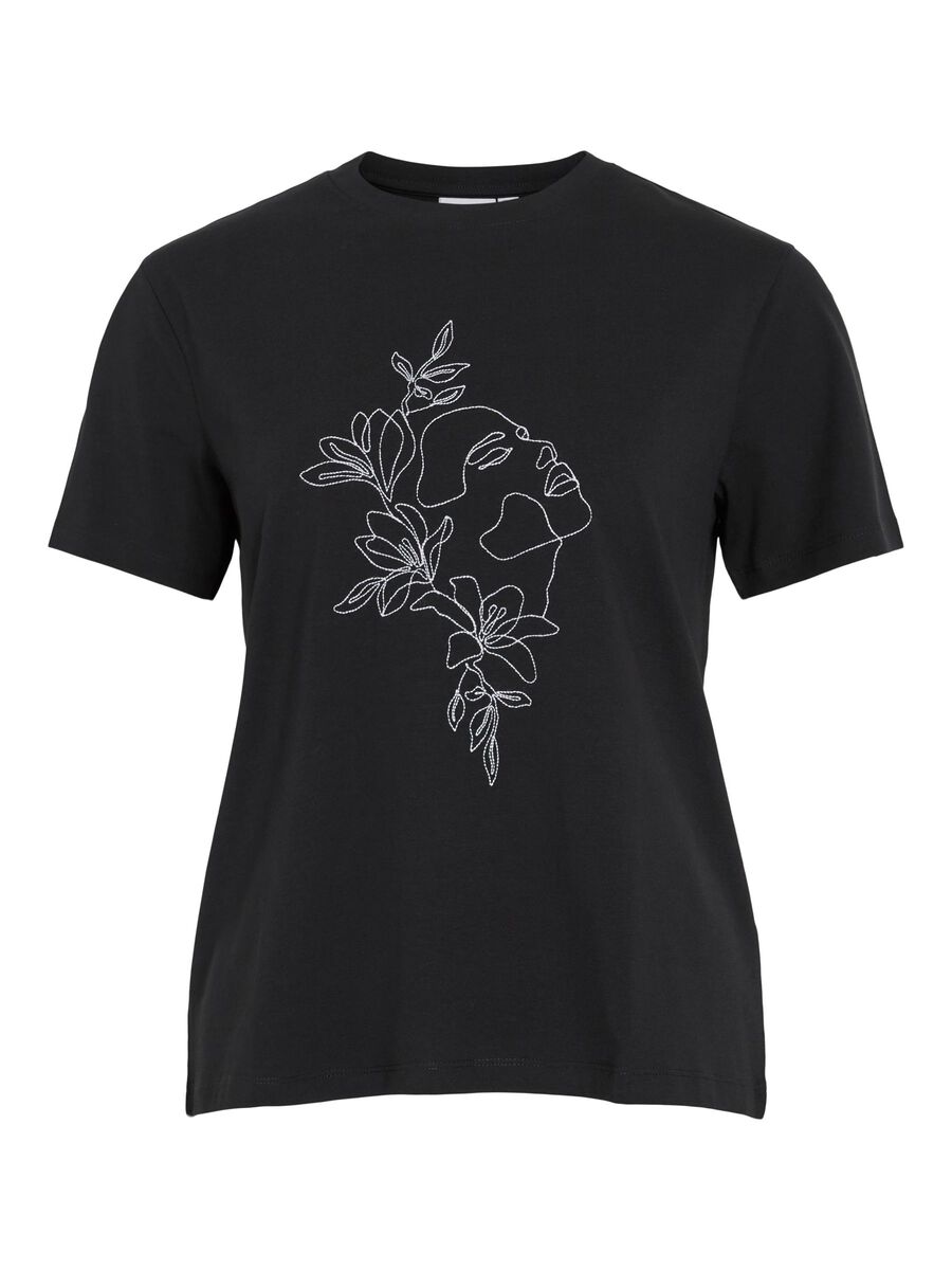 VILA VINORA CUELLO REDONDO CAMISETA, Black Beauty, highres - 14103448_BlackBeauty_1239957_001.jpg