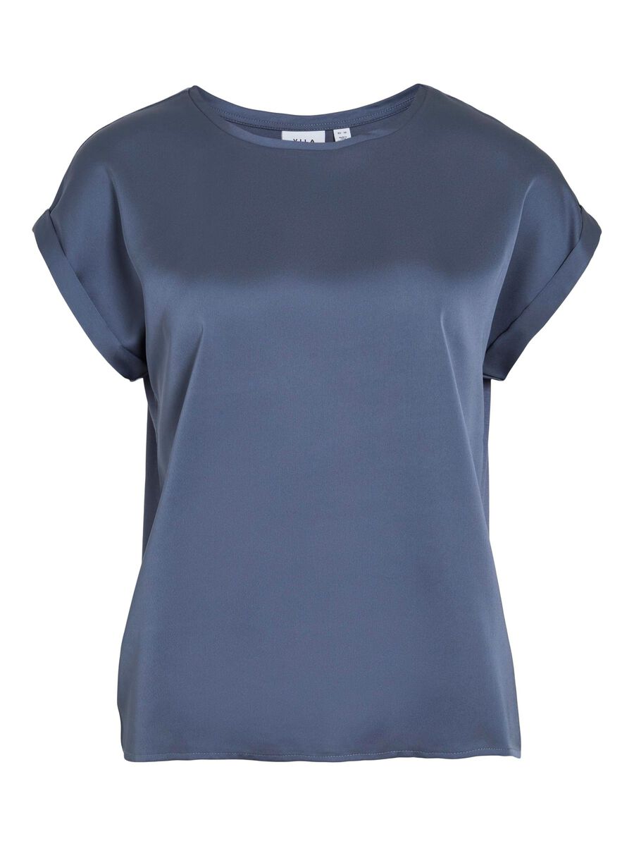 VILA VIELLETTE SHORT SLEEVED TOP, Vintage Indigo, highres - 14059563_VintageIndigo_001.jpg
