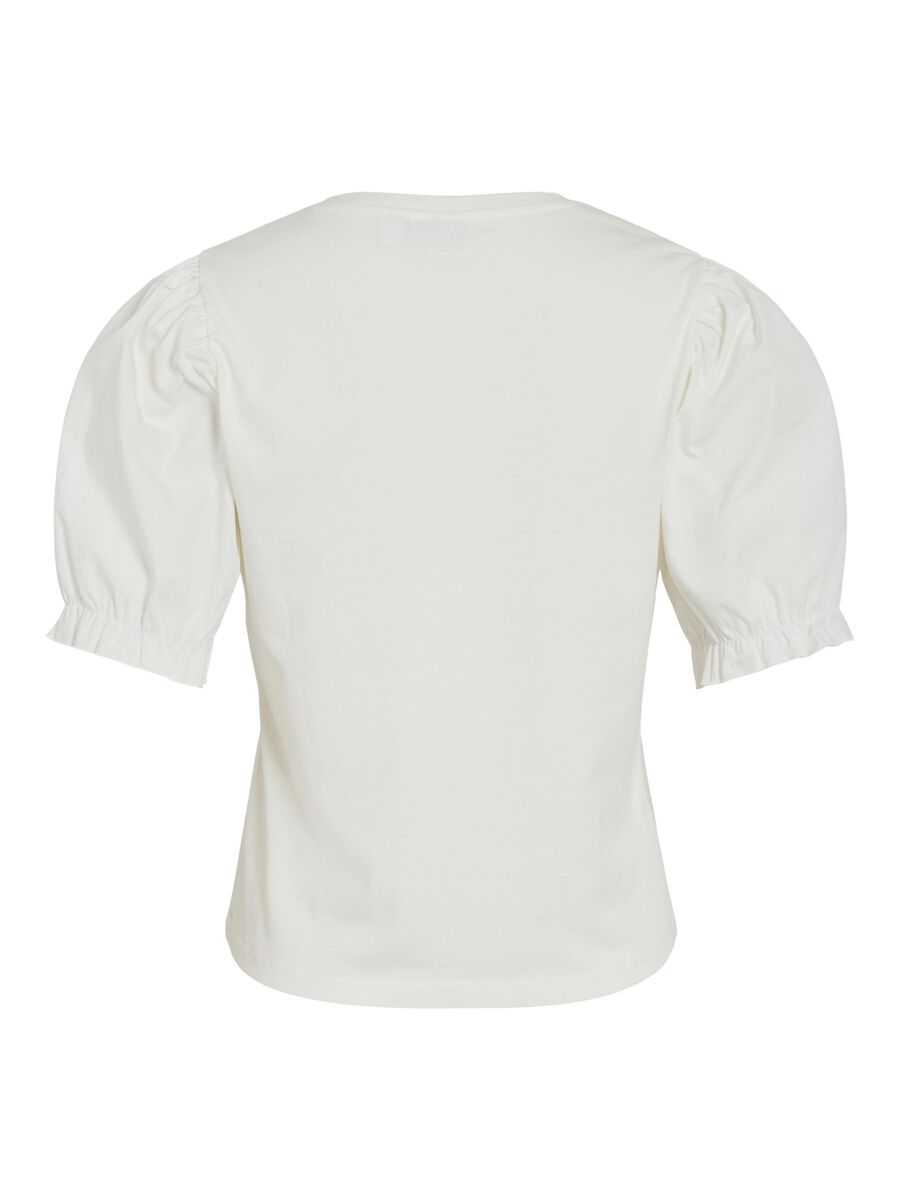 VILA VIRIFA ROUND NECK SHORT SLEEVED TOP, Snow White, highres - 14110249_SnowWhite_002.jpg