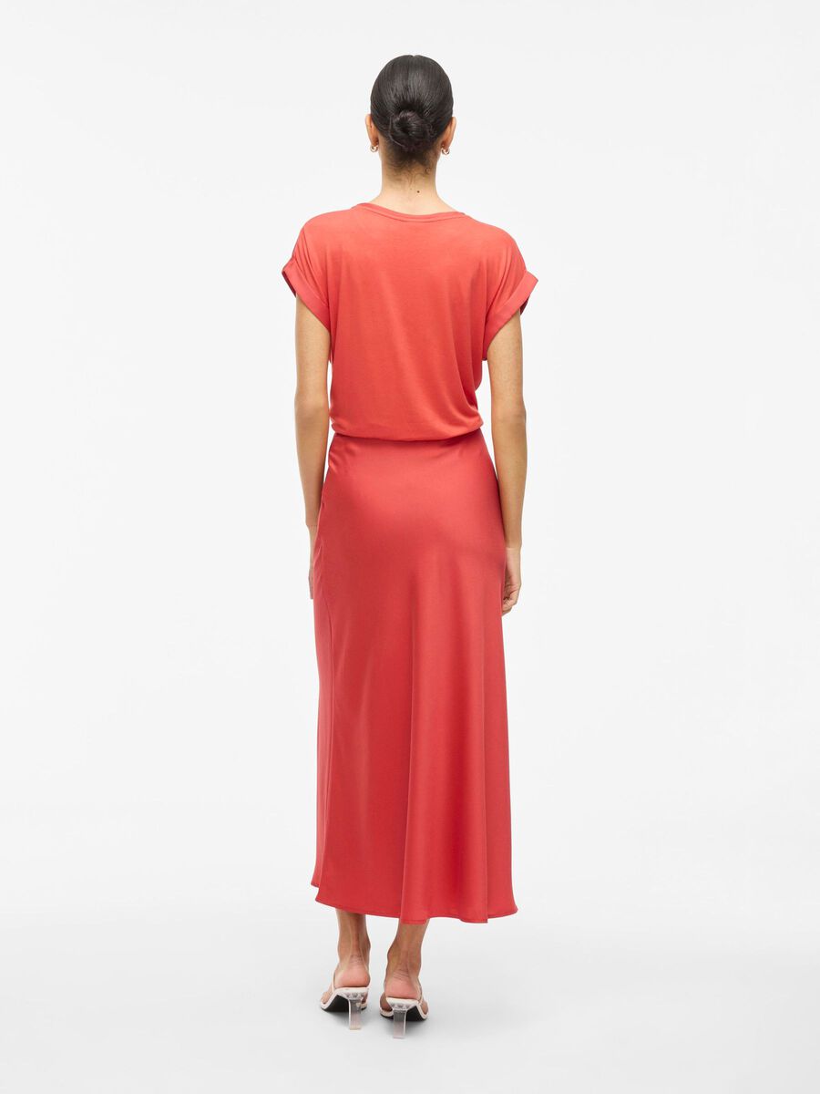 VILA VIELLETTE HIGH WAIST MIDI SKIRT, Paprika, highres - 14084182_Paprika_004.jpg