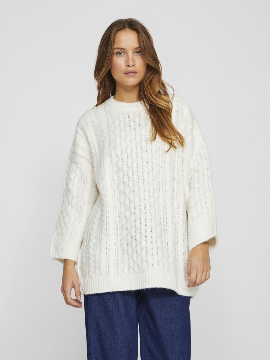 VILA OVERSIZED CABLE KNITTED PULLOVER, Birch, highres - 14105838_Birch_003.jpg