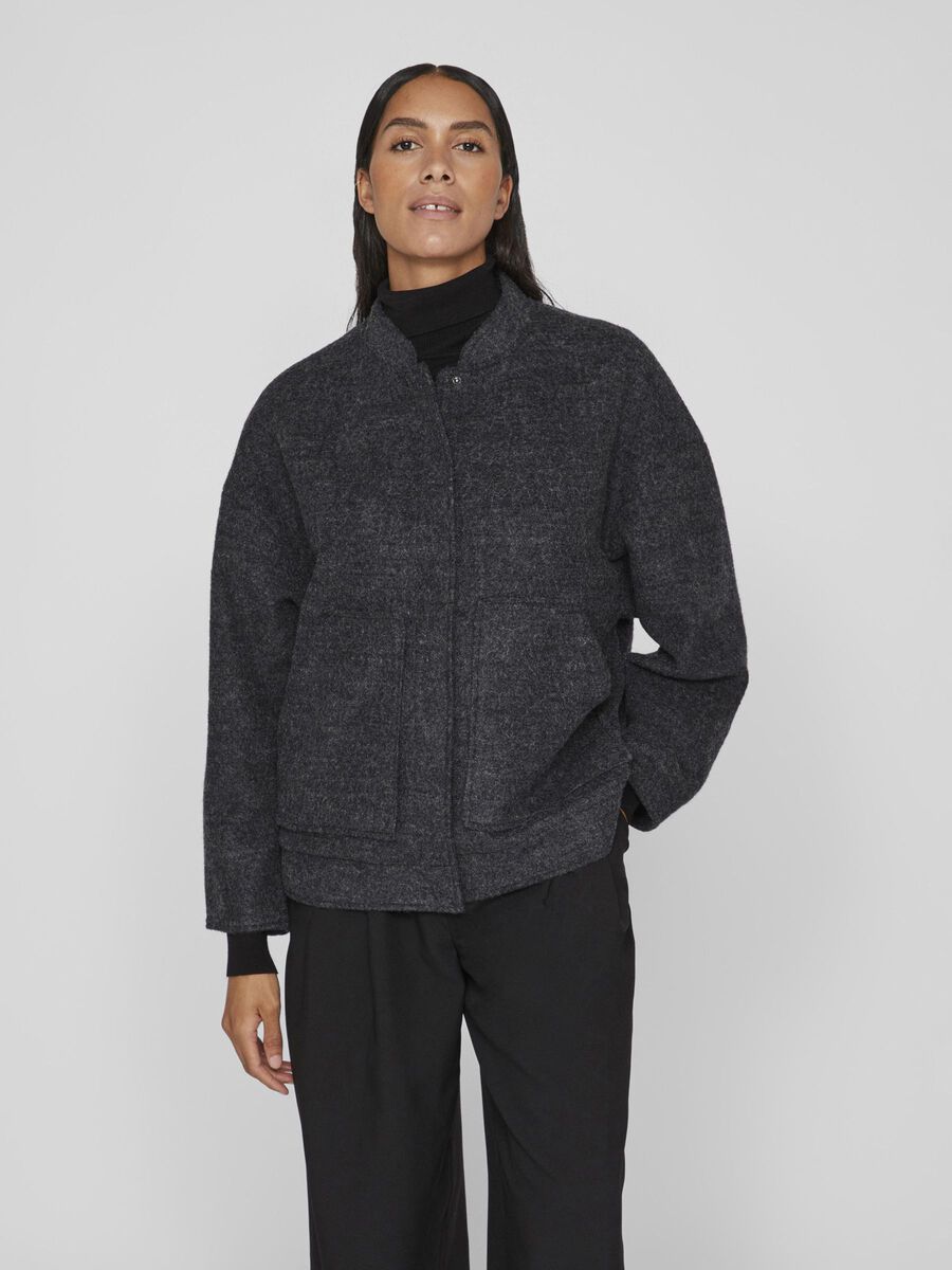 Vila WOLLGEMISCH BOMBERJACKE, Dark Grey Melange, highres - 14095193_DarkGreyMelange_003.jpg