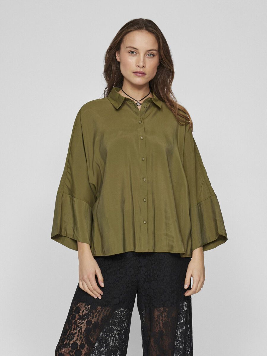 VILA À MANCHES 3/4 CHEMISE, Capulet Olive, highres - 14104513_CapuletOlive_003.jpg