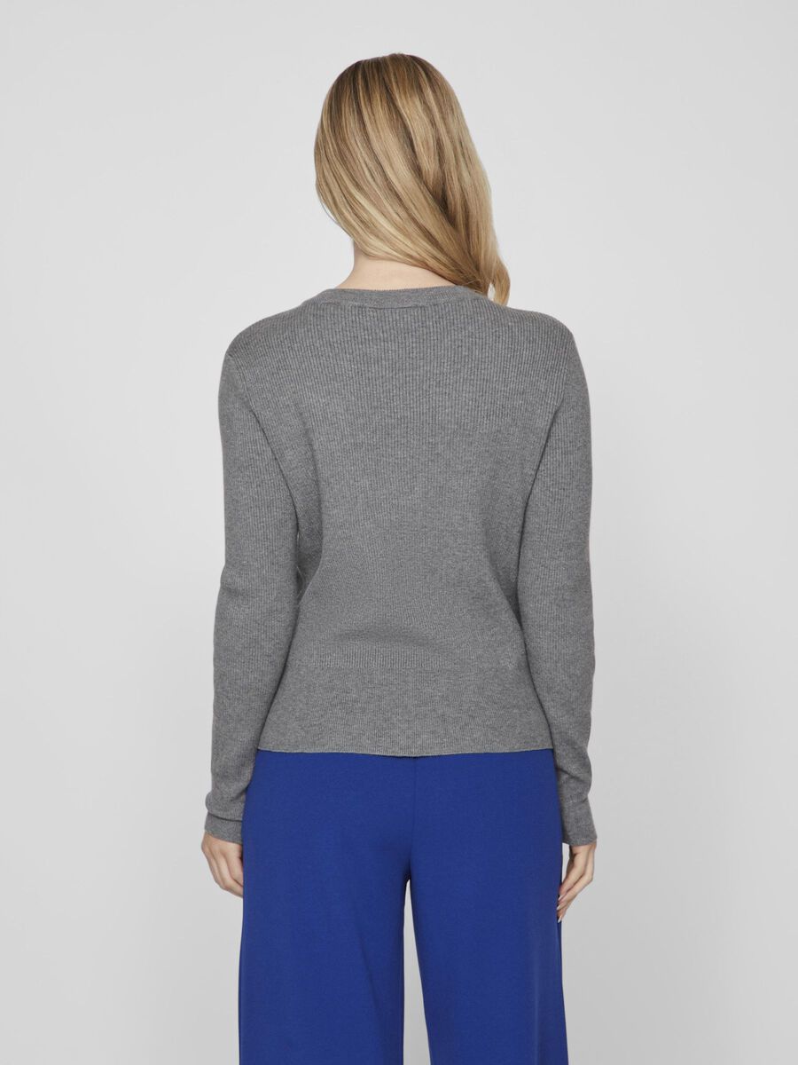 VILA LONG SLEEVE KNITTED TOP, Medium Grey Melange, highres - 14084325_MediumGreyMelange_004.jpg