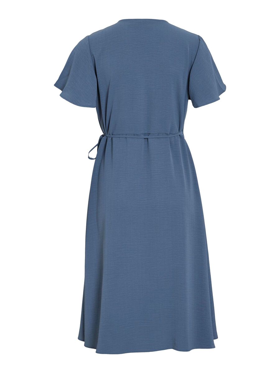 VILA VILOVIE SHORT SLEEVED WRAP DRESS, Vintage Indigo, highres - 14059666_VintageIndigo_002.jpg